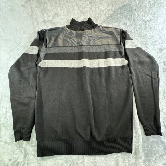 Red Ape men's sweater XLARGE pullover with synthetic leather shoulders and 1/4 z - Picture 2 of 15